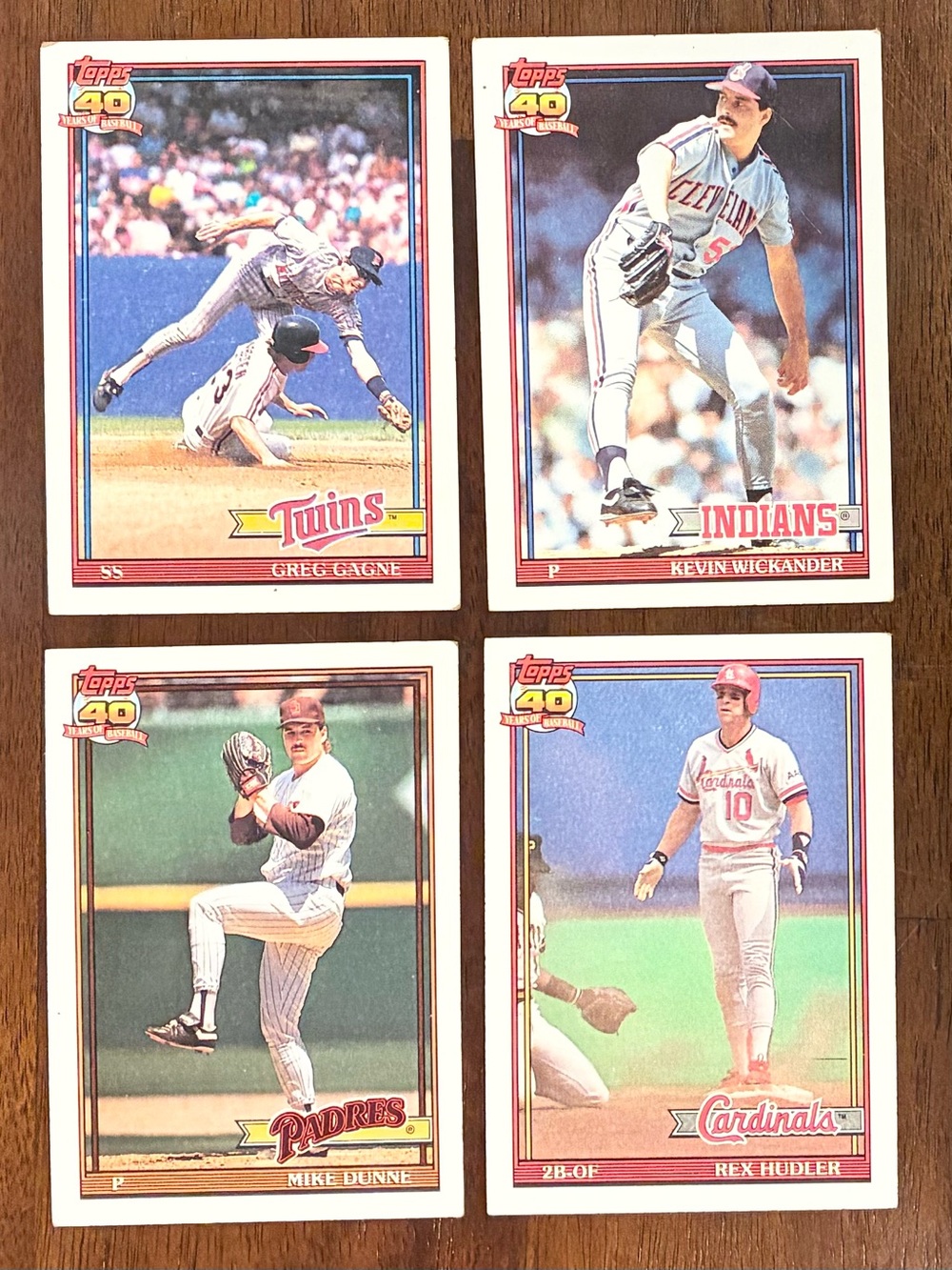 1991 Topps Baseball Cards - Set of 4